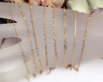 Catena per gioielli riempita d&#39;oro, bracciale a catena lunga e corta, catena rifinita, girocollo a strati, delicati braccialetti semplici rifiniti in oro