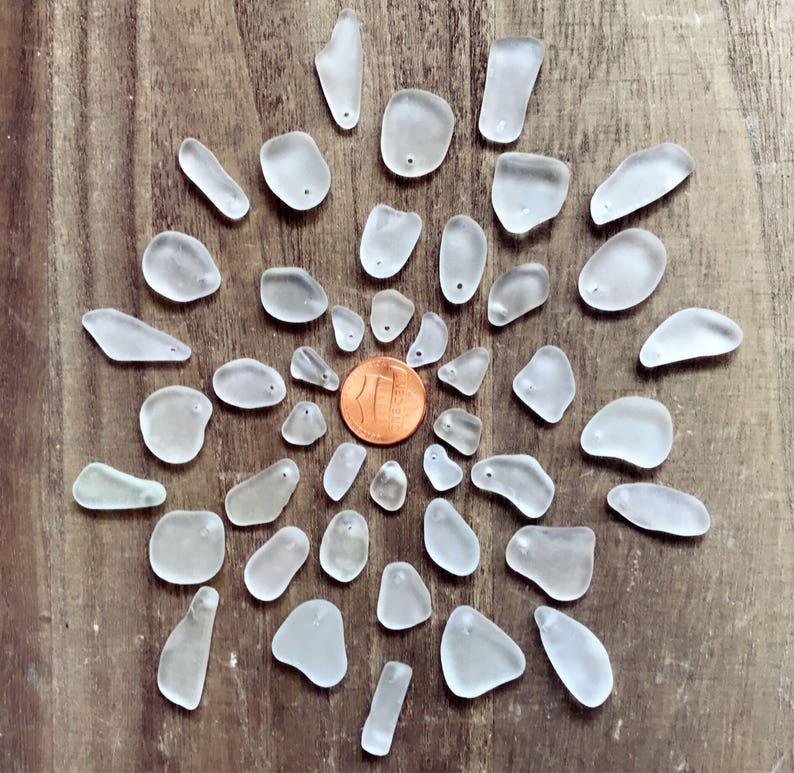 Drilled Seaglass Beads Beach Glass Jewelry Supply Genuine Etsy