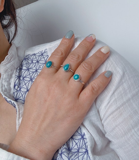 Turquoise Ring for Her, Authentic Turquoise & Sterling Silver, BOHO Gi -  Gemologies