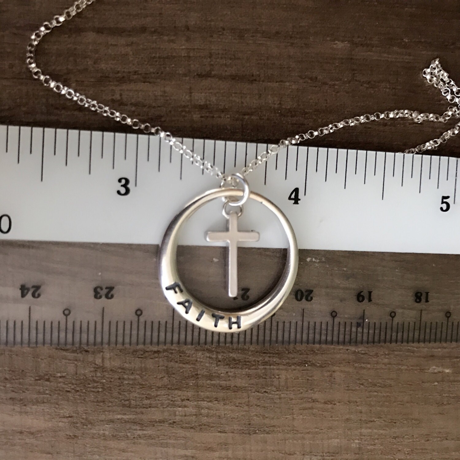 Sterling Silver Faith Necklace Faith Ring Long Necklace Etsy Australia