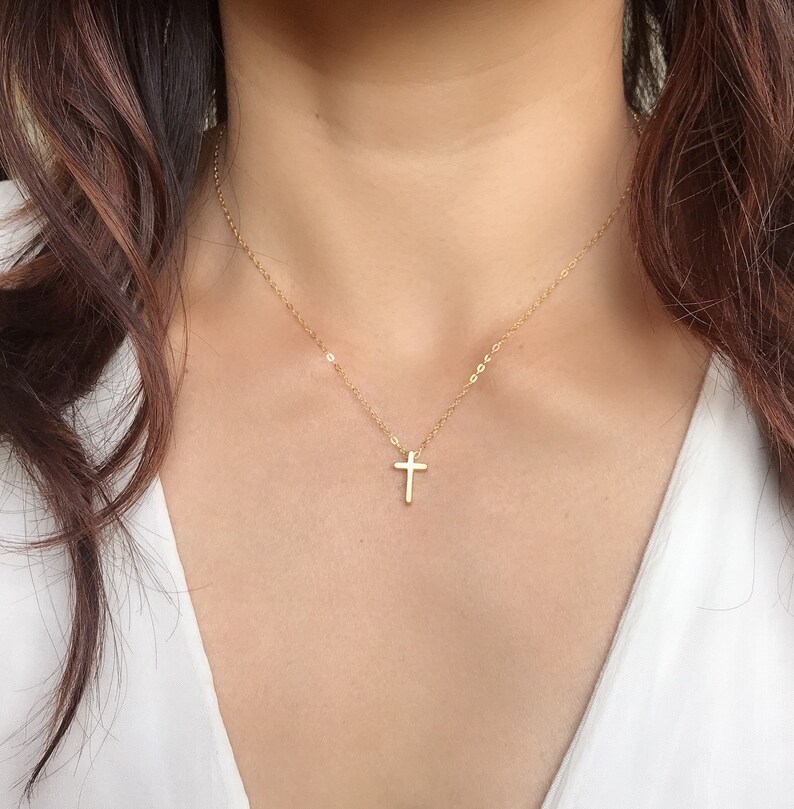Sterling Silver Chain Necklace Minimalist Skinny Cross Choker Etsy