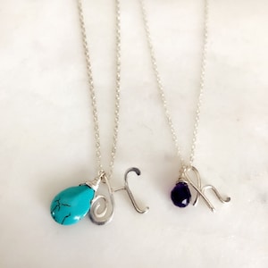 Hand wrapped Initial pendant h Necklace, Initial H chocker chain,  Bridesmaids Gifts, Personalized  Alphabet Jewelry, Dainty letter H