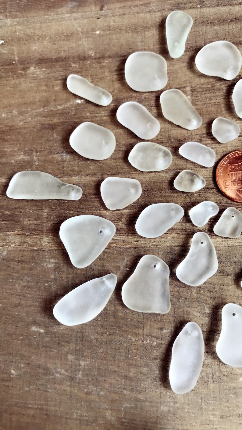 Drilled Seaglass Beads Beach Glass Jewelry Supply Genuine Etsy