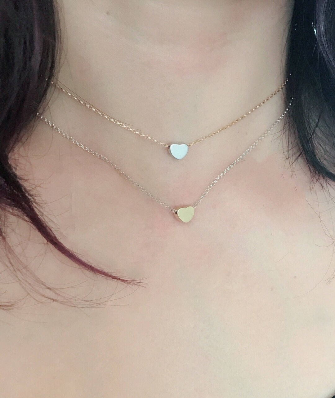 Sterling Silver Plated Heart Necklace, Silver Heart Charm