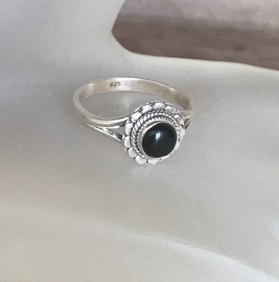 925 sterling silver with round black onyx ring /f… - image 1