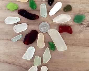 UN PEZZO Trapanato due fori Collegamento in vetro marino, Fornitura di gioielli in vetro marino, Perle di vetro marino autentico Creazione di gioielli in vetro marino da spiaggia Trapanato