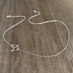 Sideway Initial Necklace,Sideway Initial chocker chain, Bridesmaids Gifts, Personalized  Initial letter Jewelry, Dainty letter D charm