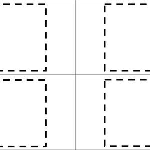 May include: Four black dashed line squares on a white background.