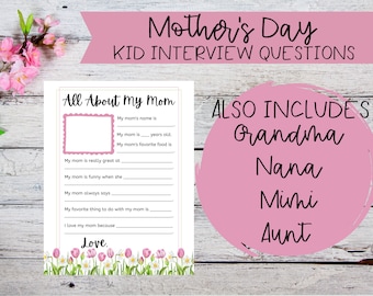 Mother's Day Interview | Mother’s Day Printable | Gift from Kids | Printable Questionnaire