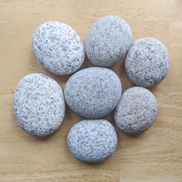 Smooth Granite Beach Stones • Round Oval • Natural Decor Crafts Knobs • Genuine Maine Ocean Rocks