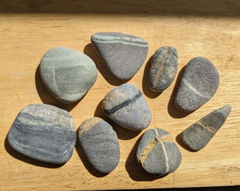 Striped Lightweight Rocks Smooth Striped Beach Stones • Round Half & Half • Gray Orange Basalt ...