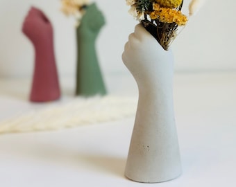 Handmade Concrete Hand Vase: Minimalist Home Decor
