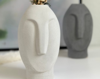 Concrete Face Vase | Concrete Decor | Minimalist Decor