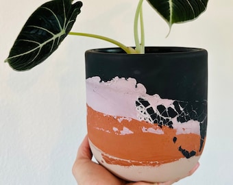 Custom Layered Concrete Planter: Choose Your Colors, Handmade
