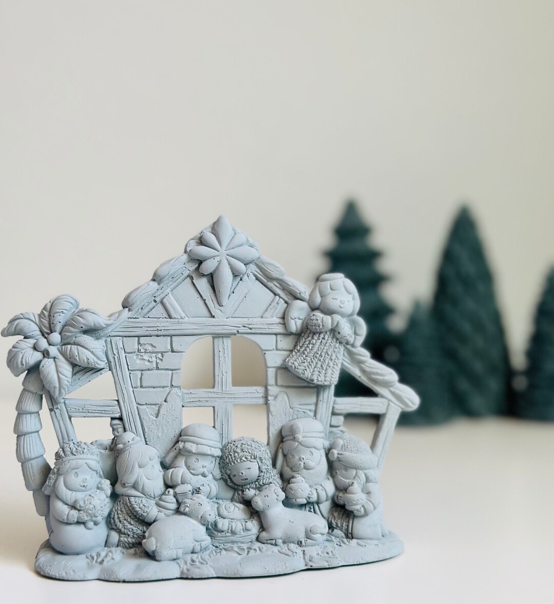 Concrete Nativity Scene Holiday Decor Minimalist Decor Concrete Decor