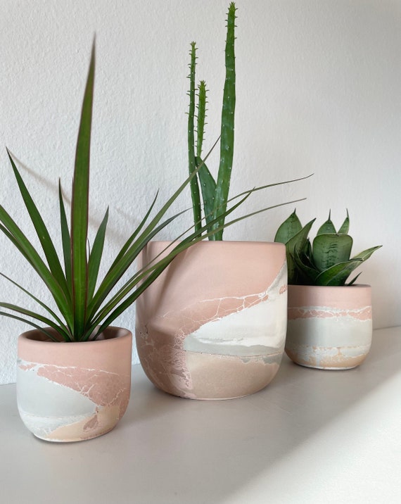Sedona Collection Layered Concrete Planter | Tulip Shaped Plant Pot