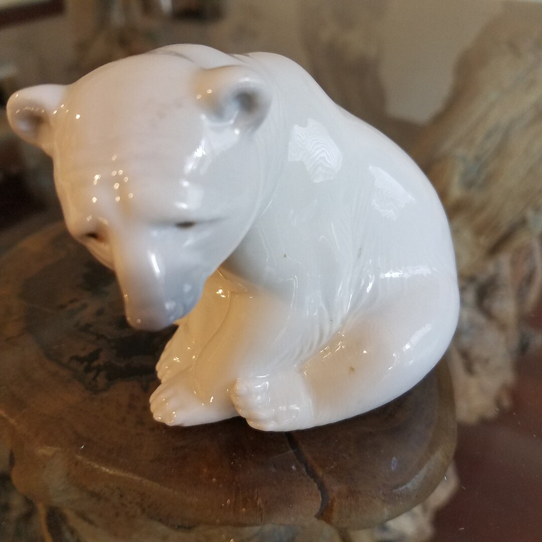Lladro Bear Figurine Hand Painted Spanish Seated Bear Etsy