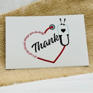MERCI - Carte de correspondance vierge ou jeu de cartes | Cadeaux idéaux pour montrer sa gratitude et sa reconnaissance aux médecins, aux infirmières et aux professionnels de la santé | Médical