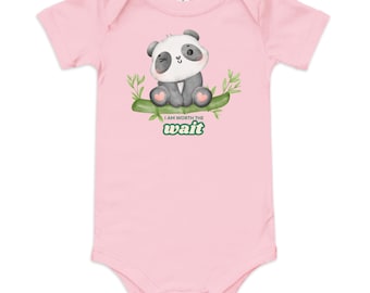 I Am Worth the Wait | Panda Bamboo Rainbow Baby Onesie | Newborn Infant Bodysuit | Cute Baby Shower Gift | Baby's 1st Birthday | 3-24 Months