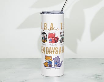 Boba Tea 20 oz. Stainless Steel Tumbler | Water Bottle | Bubble Tea | Boba Addicts & Boba Enthusiasts | Adorable Animals | Kawaii | Cute