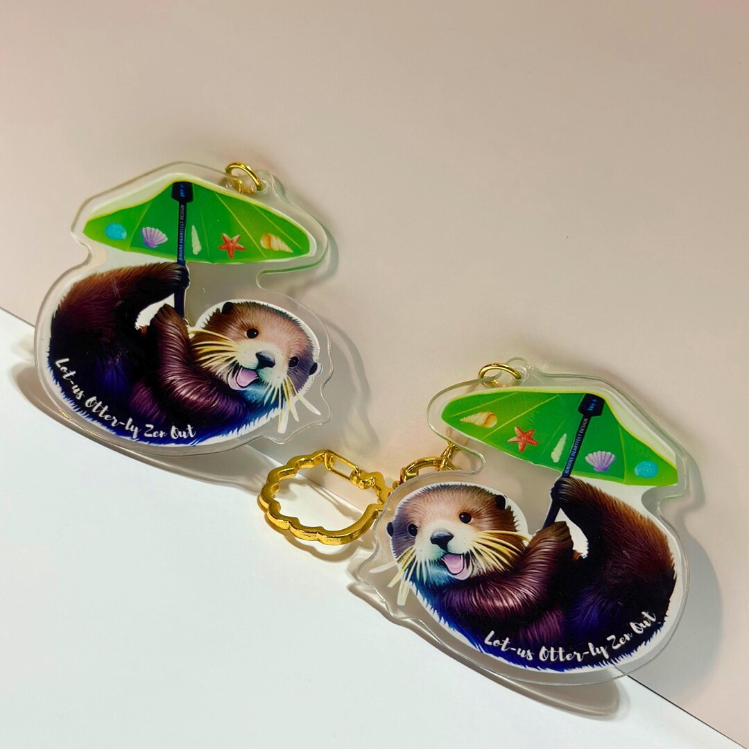 Sea Otter Lotus Acrylic Keychain | Cute Seashell Design | Cheerful ...