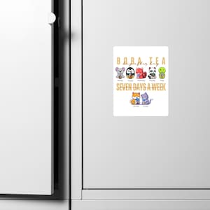 Boba Tea-vinylmagneet | Bubbelthee | Boba-verslaafden en Boba-liefhebbers | Schattige dieren die elke dag aan bubble tea nippen