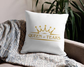 Queen of Tears | Premium Pillowcase | QUEENS Group Crown Logo | K-Drama Inspired | Kim Soo-Hyun | Kim Ji-Won | Baek Hyun-Woo | Hong Hae-In