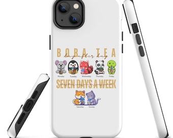 Boba Tea Tough Case for iPhone® (Models 11, 12, 13, 14, 15, 16; Pro, Plus, Max, mini) | Bubble Tea | Boba Addicts & Boba Enthusiasts