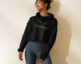 Queen of Tears | Women's Crop Hoodie (Size: S-2XL) | QUEENS Group Crown Logo | K-Drama Inspired | Kim Soo-Hyun | Kim Ji-Won