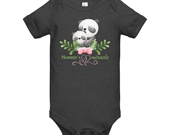 Mommy's Miracle | Heartful Panda Cuddle Rainbow Baby Onesie | Newborn Infant Bodysuit | Cute Baby Shower Gift | 1st Birthday | 3-24 Months