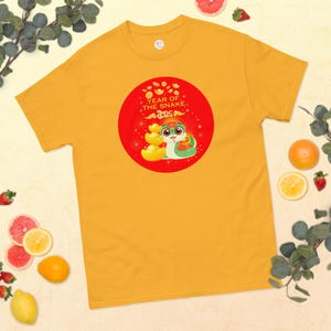 Unisex Classic T-Shirt (Size: S-5XL) | 2025 Lunar New Year of the Snake | Vietnamese |Chinese | Gold | Good Fortune | Lucky Red | Prosperity