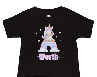 I Am Worth the Wait | Starry Unicorn Rainbow Baby Jersey Tee | Newborn Infant T-shirt| Baby Shower Gift | Baby 1st Birthday | 6-24 Months