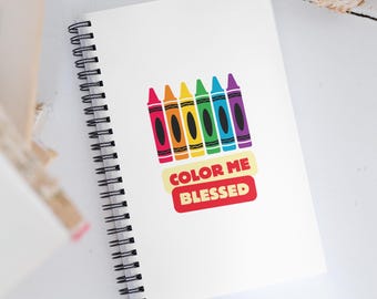 Color Me Blessed Spiral Notebook | Colorful Crayon Art | Inspirational Stationery for Kids and Adults | Perfect Gift for Artists & Creatives