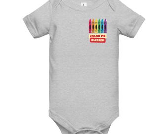 Color Me Blessed | Crayons Rainbow Baby Onesie | Newborn Infant Bodysuit | Cute Baby Shower Gift | Baby's 1st Birthday | 3-24 Months
