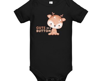 Cute as a Button | Baby Deer Watercolor Baby Onesie | Newborn Infant Bodysuit | Cute Baby Shower Gift | Baby's 1st Birthday | 3-24 Months