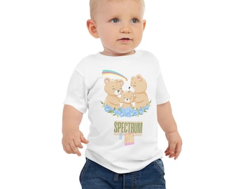 Spectrum of Love | Bear Family Hug Rainbow Baby Jersey Tee | Newborn Infant Shirt | Baby Shower Gift | 1st Birthday | Autism | 6-24 Months