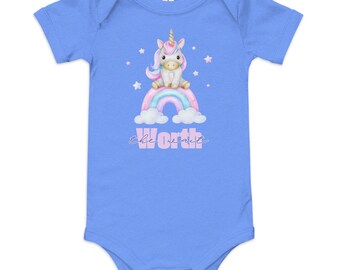 Worth the Wait | Unicorn Starry Rainbow Baby Onesie | Newborn Infant Bodysuit | Cute Baby Shower Gift | Baby's 1st Birthday | 3-24 Months