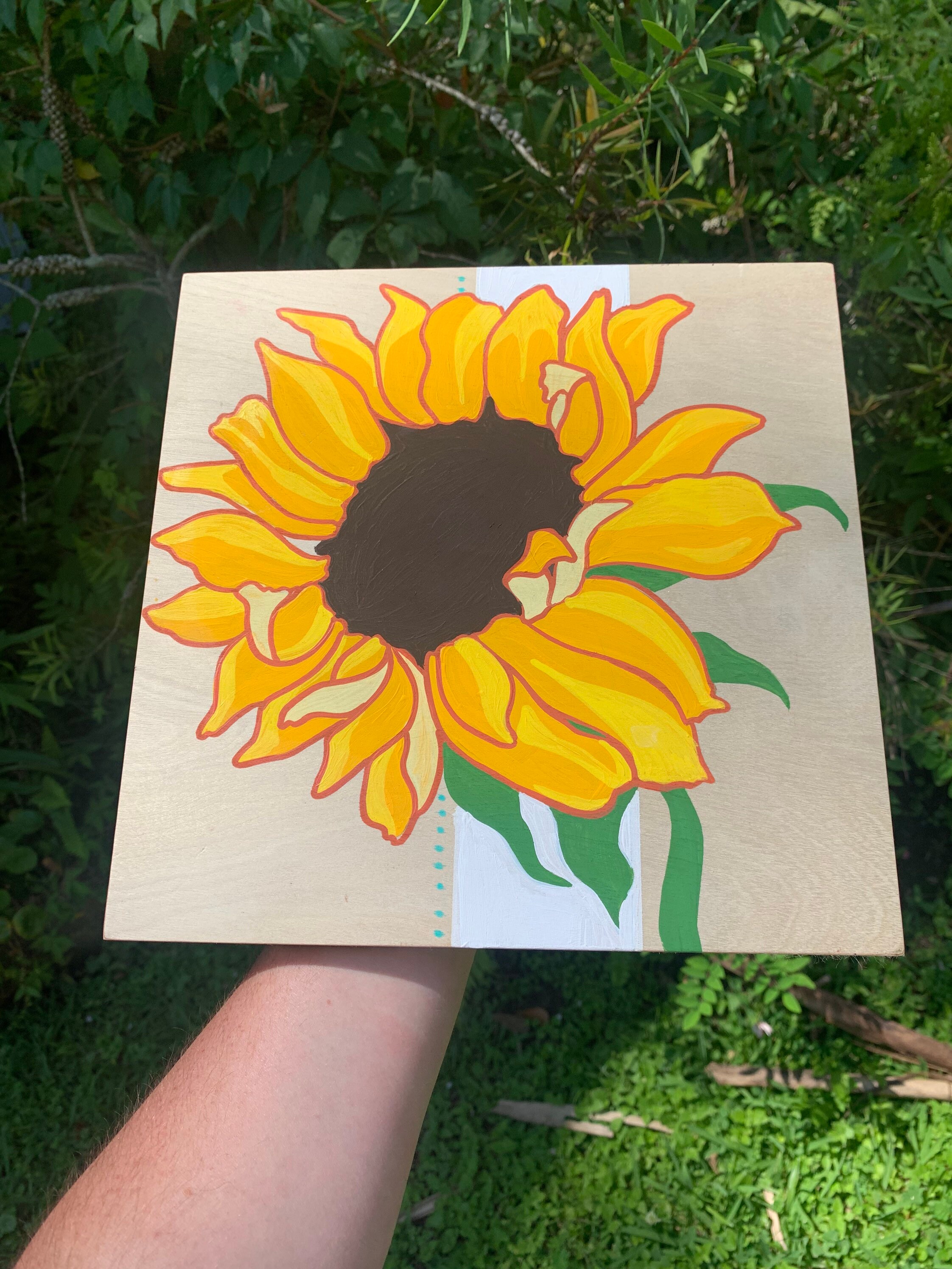 Sunflower Painting on Wood Panel Etsy