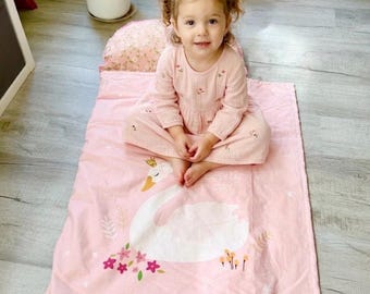 Swan Kids Sleeping Bag – 100% Cotton, Padded Nap Mat for Daycare