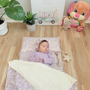Floral Kids Nap Mat – Padded Cotton Sleeping Bag for Daycare, Preschool