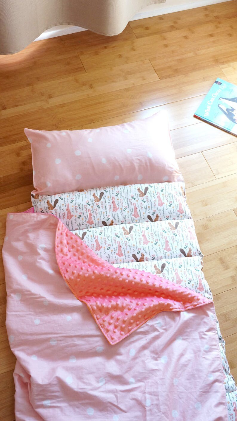 Kids Sleeping Bag, Rabbit Preschool Nap Mat With Pillow and Blanket