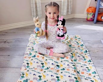 XL Kids Sleeping Bag – 100% Cotton, Animal Cozy Nap Mat, Made in USA