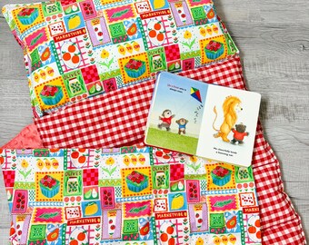 100% Cotton Nap Mat with Attached Pillow – Easy Roll-Up Sleeping Bag for Daycare, Preschool