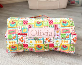 100% Cotton Nap Mat with Attached Pillow – Easy Roll-Up Sleeping Bag for Daycare, Preschool