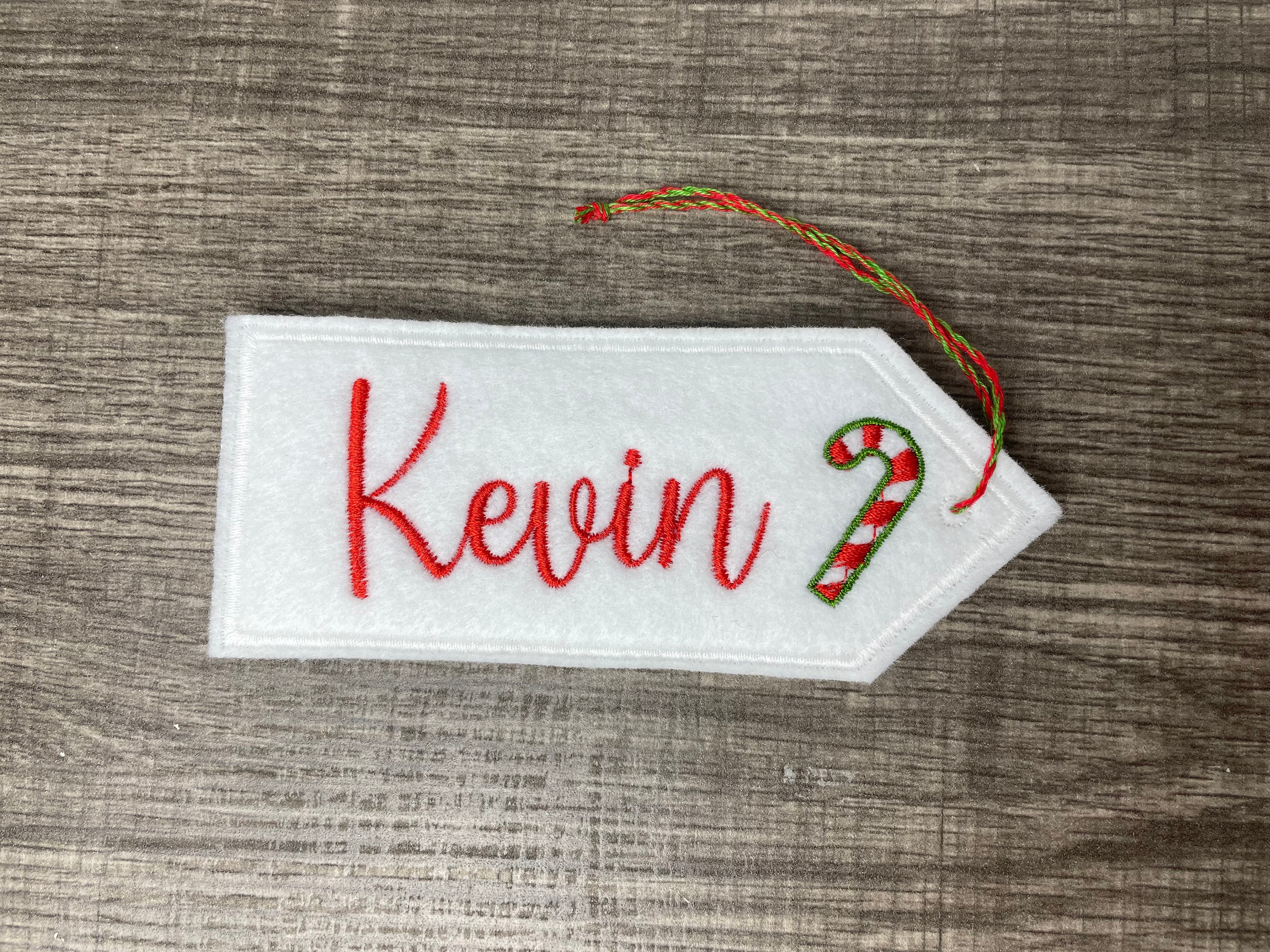 Personalized Embroidered Name Tags for Christmas Stockings Candy Cane – Custom Holiday Gift Tags