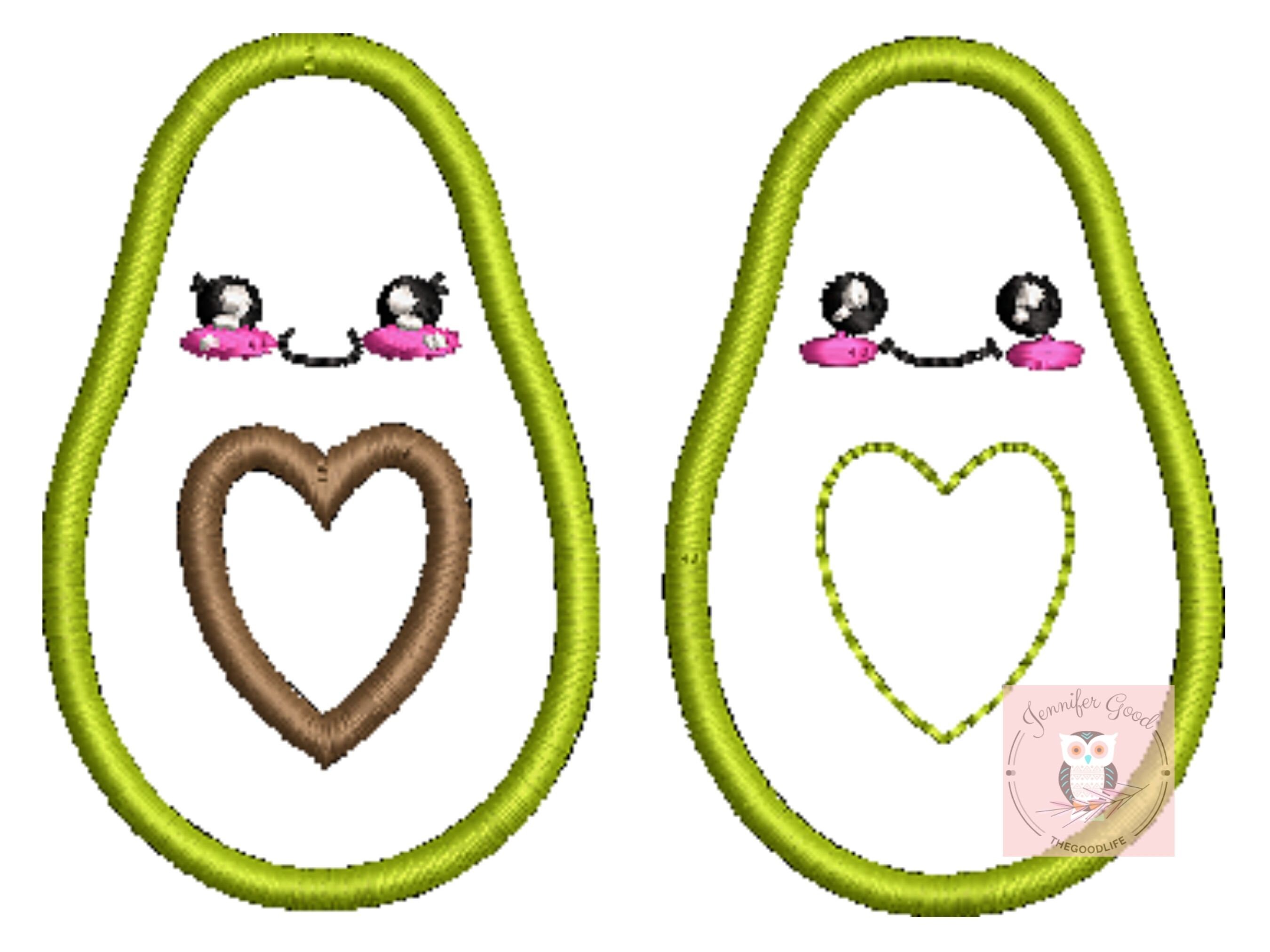 Avocado Love Applique Design, Digital Download, Cute, Embroidery Design ...