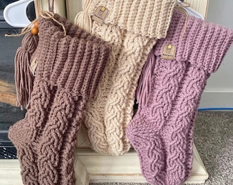 Crochet Cable Knit Christmas Stocking