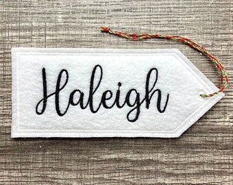 Personalized Embroidered Name Tags for Christmas Stockings – Custom Holiday Gift Tags