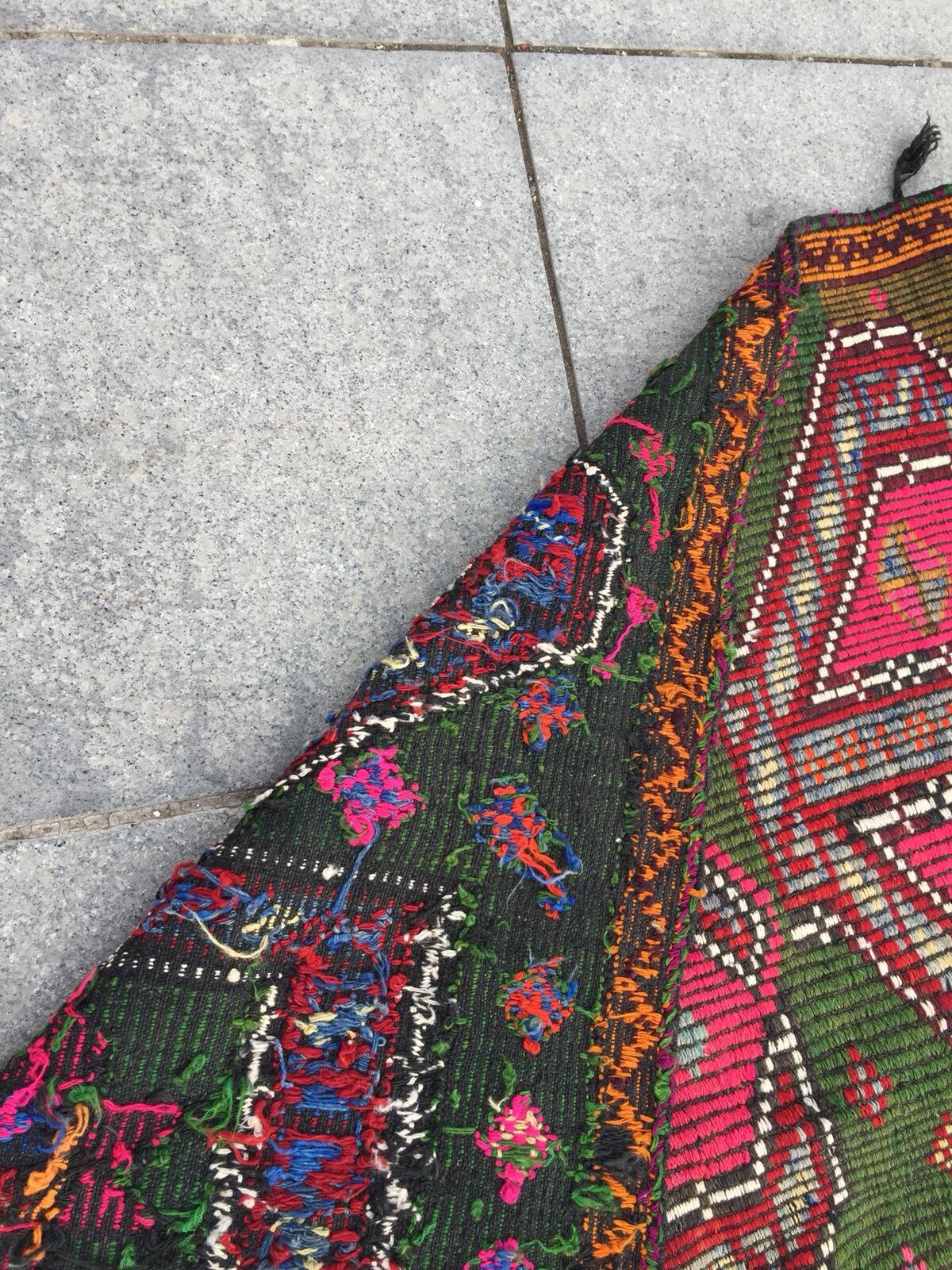 High Quality Kilim Runner Green and Pink Kilim Rug Bohemian Etsy