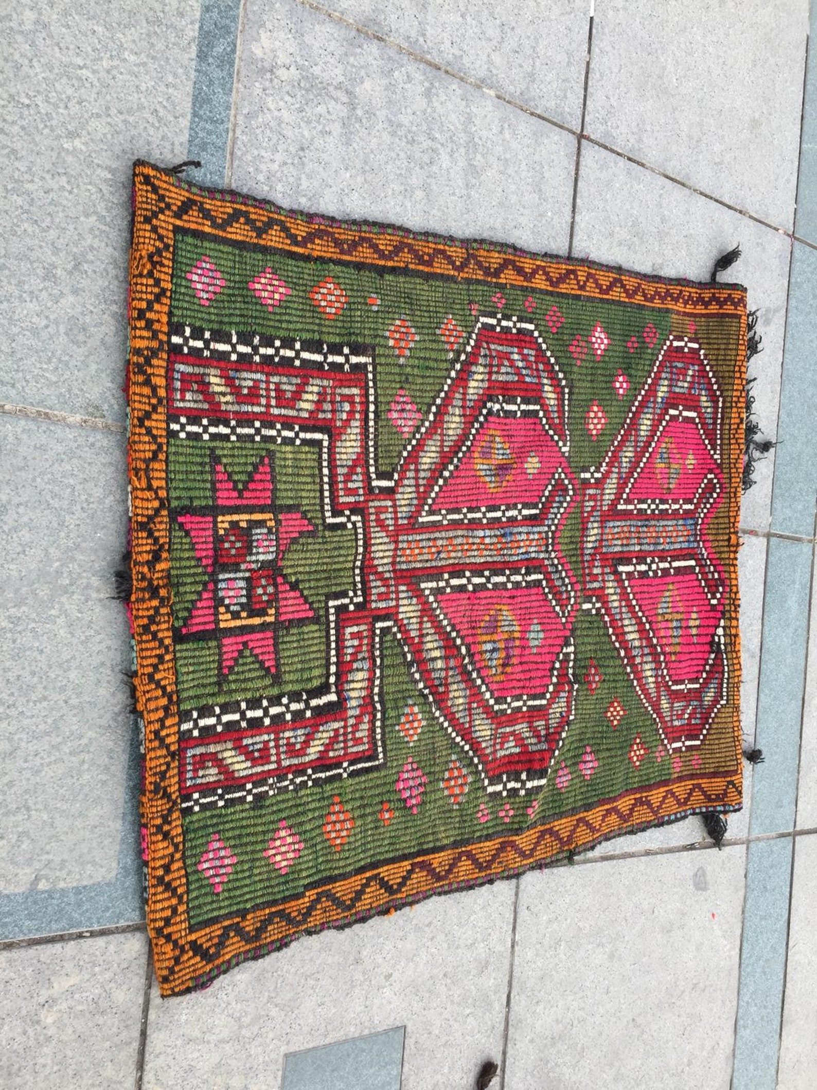 High Quality Kilim Runner Green and Pink Kilim Rug Bohemian Etsy